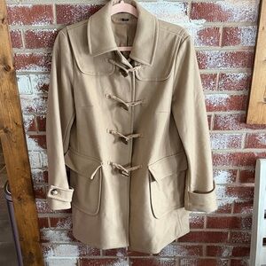 GAP Beige Camel Tan Toggle Trench Wool Capsule Wardrobe Coat Women’s Size Medium
